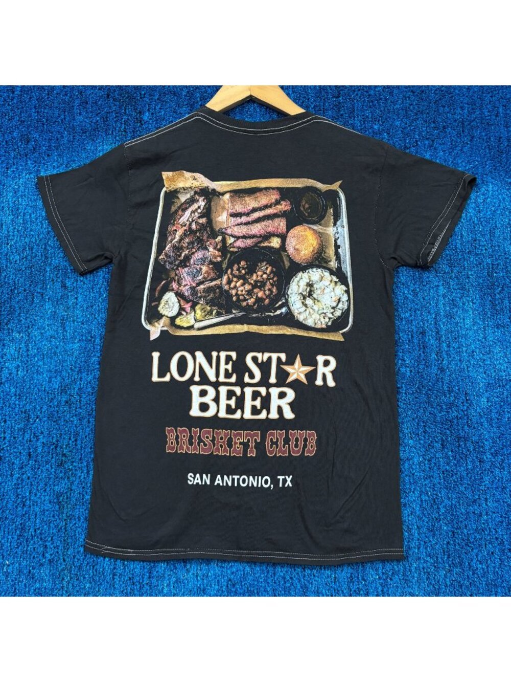 Lone Star Beer San Antonio Brisket Club Texas BBQ Tray Tee S